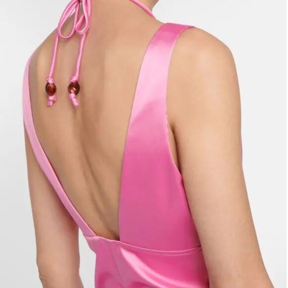 GANNI Pink Halter Midi Dress size 10 NWT $575 - Picture 4 of 9